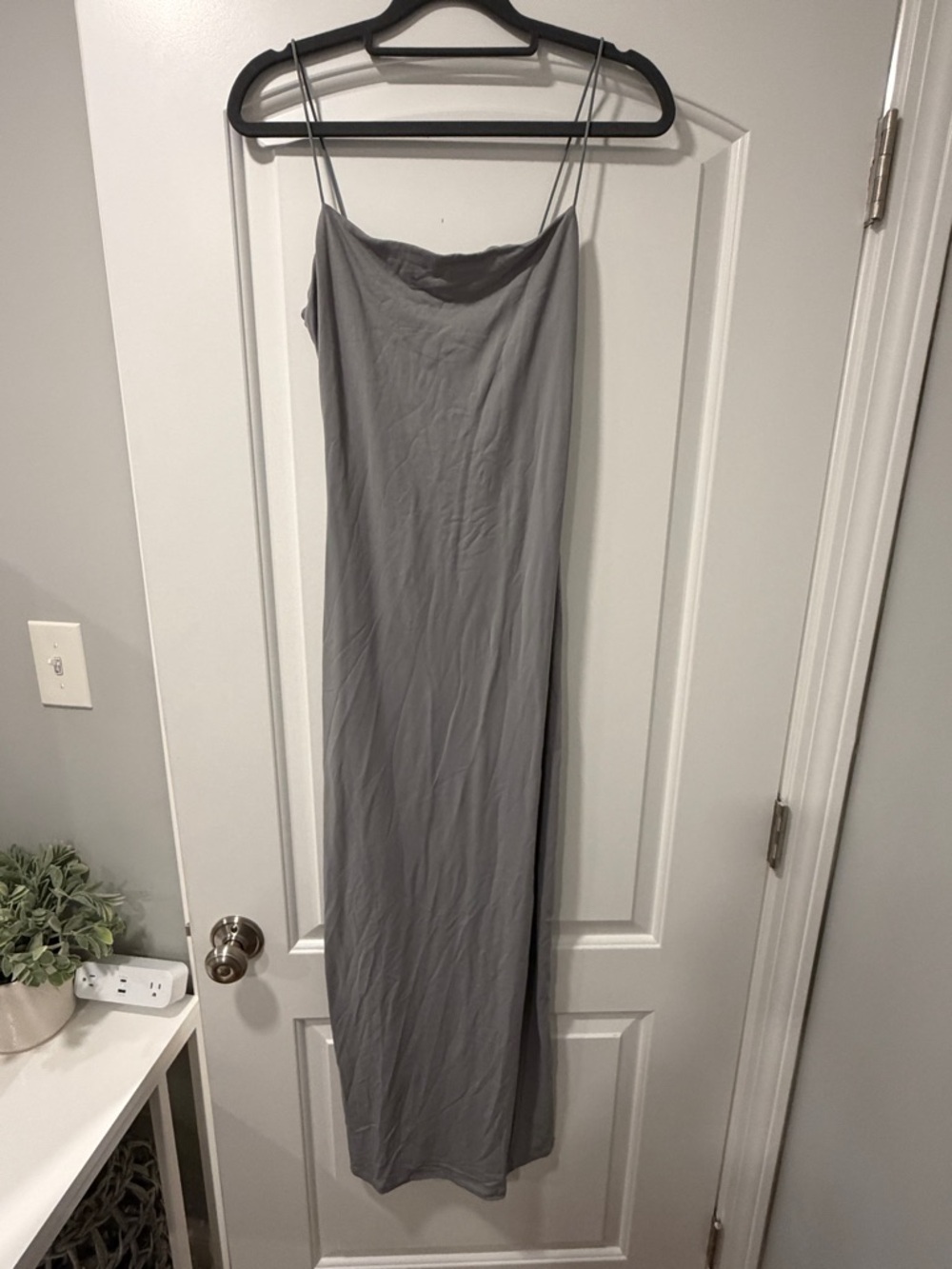 Lillusory Double Lined Grey Slip Dress with Spaghetti Straps